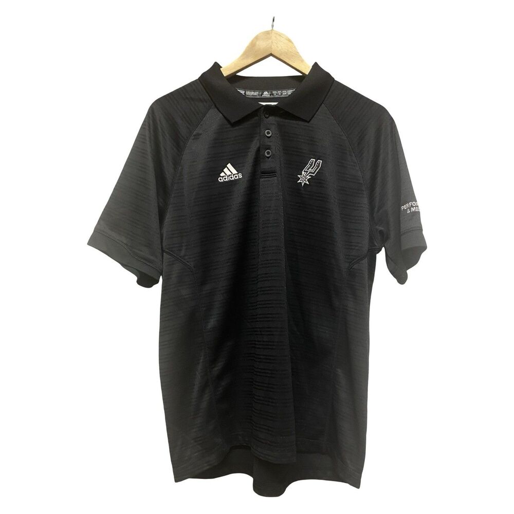 Adidas Team Issue San Antonio Spurs Black Polo Climalite Performance Medical Med